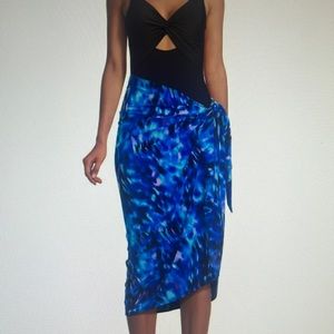 NWT Miraclesuit cloud, leopard long sarong swim coverup   S/M